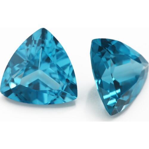 50PCS 3x3~12x12mm Trillion Shape Loose stone Blue Color Synthetic stone For Jewelry DIY Gems Stone 120