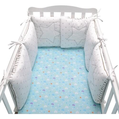 6PCS Baby Bed Bumper Skin-friendly Crib Baby Bed Bumpers Washable Baby Bed Accessories Around Bed Protector Nursery Bumper