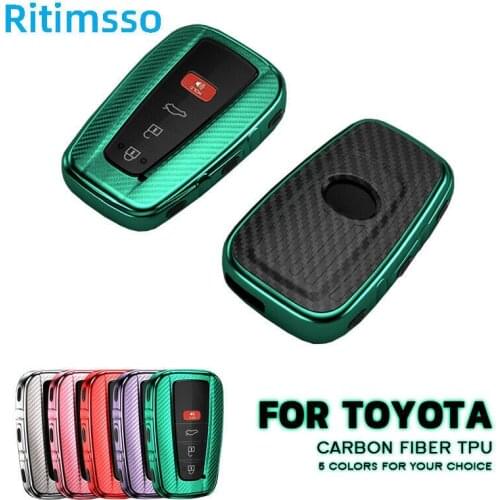 TPU Carbon Fiber Car Remote Key Fob Case Cover For Toyota Camry CHR Avalon RAV4 Prius C-HR Corolla Hatchback 86/GT86