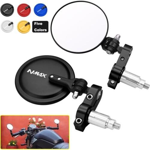 NMAX Black Foldable 3" Round 7/8" Handle Bar End Side Mirrors For YAMAHA NMAX 155 125 N-MAX155 N-MAX 155 N-MAX 150 2015-2019 20