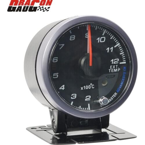 Dragon 60mm Car Ext Temp Gauge Exhaust Gas Temperature Meter Temperature Red and White blackLight Free Shipping