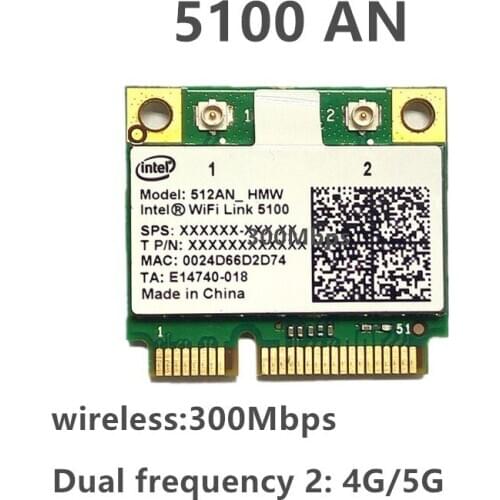 Dual-Band For Intel Wifi 5100 512AN_HMW 300Mbps Wireless 802.11 agn Half Size Mini PCI-e Wireless LAN Laptop Network Wireless Mo