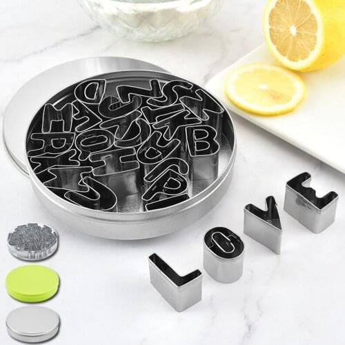 Stainless Steel Alphabet Letter Cookie Cutters Mold Biscuit Number Cutter Set Cake Decorating Moulds Fondant Cutter Set