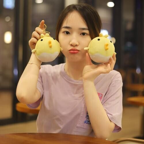 14CM Korean TV Creative Small Yellow Chick Stuffed Animal Plush Toy Cute Chicken Plush Pendant Keychain Boy Girl Birthday Gifts