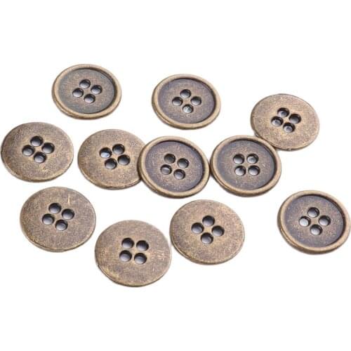 Metal 4-holes 10mm buttons Antique bronze for Garment Shirt Jeans Clothes Sewing Garment Accessories Scrapbooking Decoration DIY