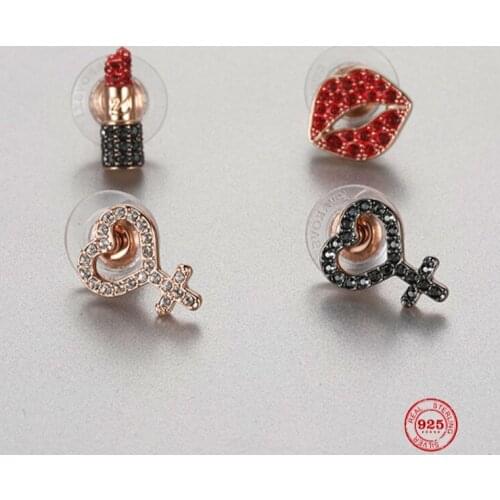 Fashion Charm Original Law Replica Heart Lipstick Red Combination Earrings Womens Jewelry Luxury Goods Boucle D'oreille