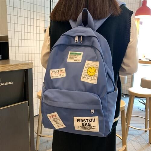 Fashion Womens Korean Panel Bulk Backpack Female Ins Wind School Bags for Teenage Girls 14 Inch College School Backpacks Ladies