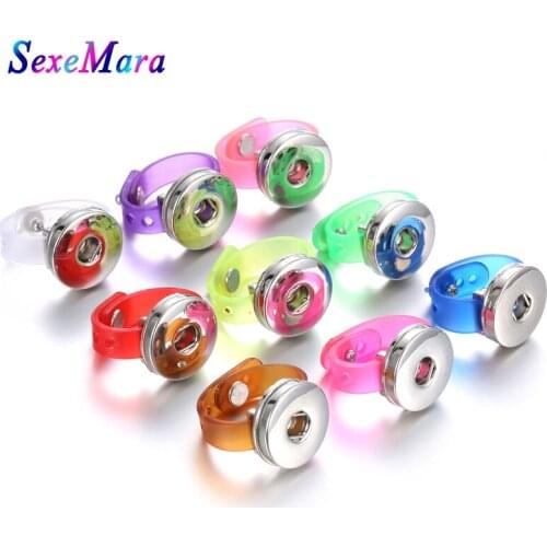 New Multi Style Adjustable Silicone Press Snap Buttons Spring Button Rings for Women Fit 18mm Buttons Ring Snaps Jewelry