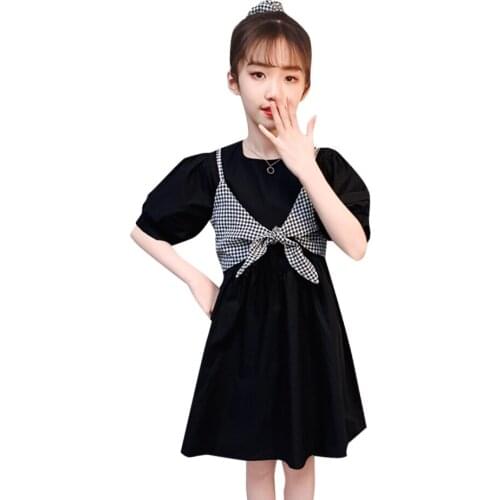 Girl Dress Plaid Pattern Dresses For Girl Summer Dress Kids Casual Style Costume Girl 6 8 10 12 14