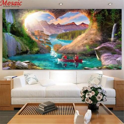 Full square round diamond painting Cave natural Scenery diamond embroidery 5D rhinestone mosaic diamond inlaid large size