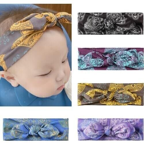 Lovely Baby Headband Turban Infants Newborn Cute Hair Band Cartoon Print Big Bow Head Band Baby Girls Hair Accessories TXTB1