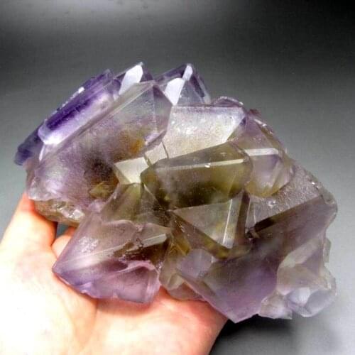1880g Purple-Yellow Fluorite Cluster w/ Phantom - crystals and stones healing Mineral specimen Home Decor feng shui decoration