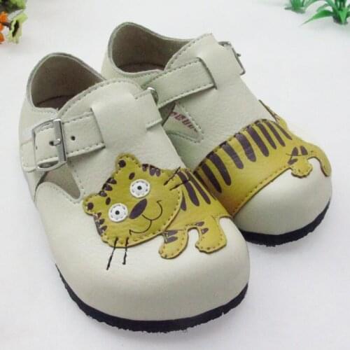 Kids Shoes for Girl Sandals Boys Tiger Pattern Cork Flat Round Toe Slippers Outdoor Children Casual Unisex Toddler 3-6y Soft PU