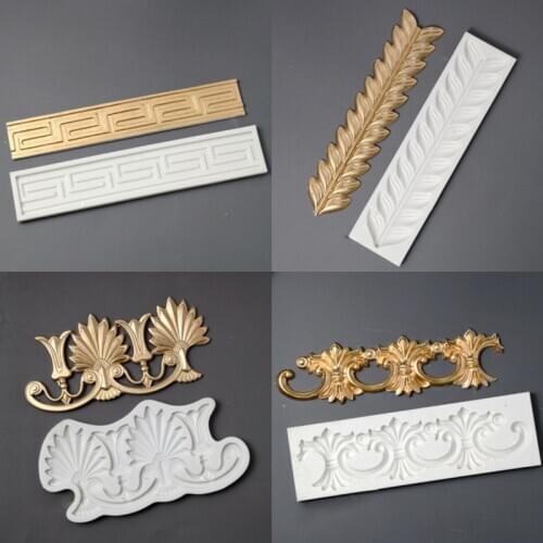 Retro Embossed Pattern Border Silicone Mold Fondant Cake Decoration Mould Sugarcraft Chocolate Baking Tool Kitchenware，Gumpaste