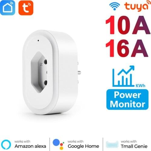 Tuya Brazil Smart WIFI Socket BR Plug Wireless Outlet Smart Life APP Remote Control 10A/16A Power Monitor For Alexa Google Home
