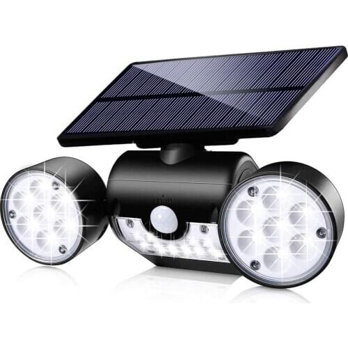 Solar 3 Head Motion Sensor Security Lights Outdoor Adjustable Flood Light IP65 Waterproof for Porch Garden Patio Yard Pathway