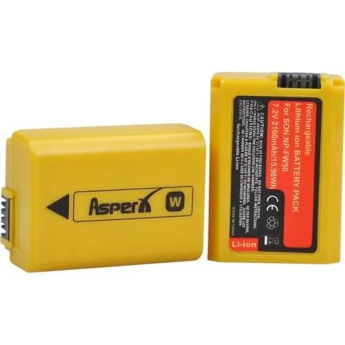 Yellow Battery NP-FW50 NP FW50 Battery for Sony A6000, A7, A7R II, A3000, SLT-A55VB, RX10 Mk iv, RX10 iii, SLT-A35, NEX-3N