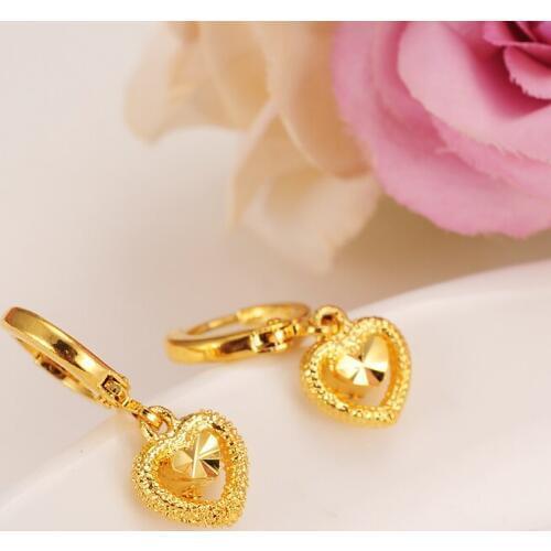 Gold Heart Earrings Women/Girl Love Trendy Jewelry for African/Arab/Middle Eastern best gift wedding bridal earrings