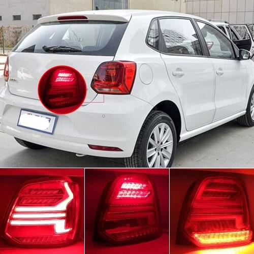 Car Flashing 1 Pair LED Tail Lamp rear trunk lamp cover drl+signal+brake+reverse Plug and Play for VW Volkswagen Polo 2011-2019