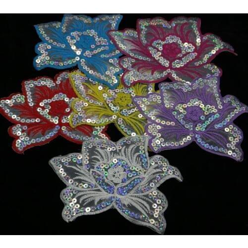 1pc Fashion iron on sequins flowers patches for clothing embroidery ironing appliques parche DIY handmade clothes accessories