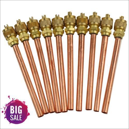 10 Valve 1/4" SAE x 1/4" OD x 4" stem Core AC For Refrigeration air conditioning Systems