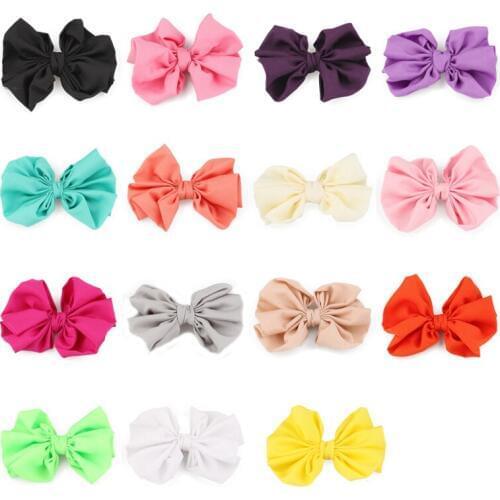 10PCS 15colors 11cm Newborn High Elastic Knit Hair Bows Handmade Solid Flower Bow for Artificial & Dried Flowers