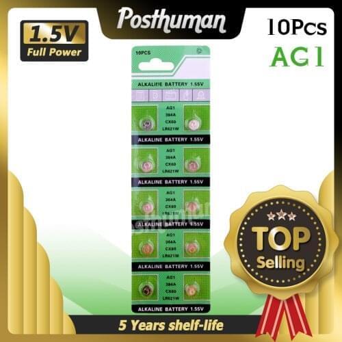 10Pcs POSTHUMAN LONG LASTING AG1 364 LR621 164 531 SR60 SR621SW 1.55V Watch Battery Button Coin Cell Batteries For Calculators