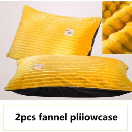 2pcs Nordic stripes Flannel Pillow Case 13 Solid Color With Embroidery Words Pillow Case Set 48x74cm Decorative