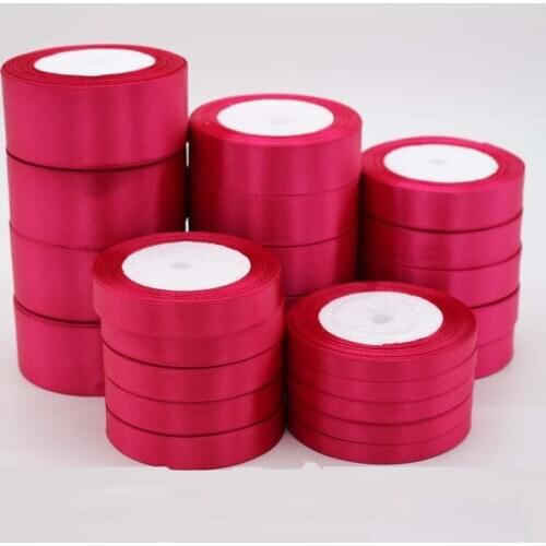 25Yards/Roll 3mm-50mm Rose Red Silk Satin Ribbon For Wedding Party Decoration Gift Wrapping Apparel Accessories wholesales
