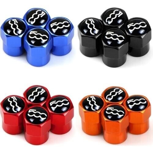 4pcs New Aluminum alloy Car Tire Valve Caps Air Tyre Stems Cover case For fiat 500 2007~2015 Car styling