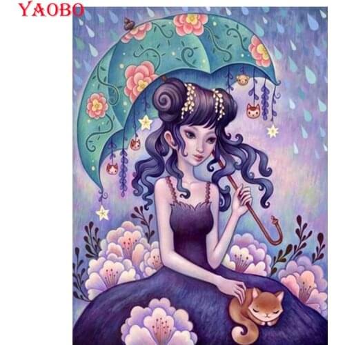 Yaobo Full Square/Round Drill 5D DIY Diamond Painting Cartoon Girl 3D Rhinestones Embroidery Cross Stitch 5D Home Decor Gift