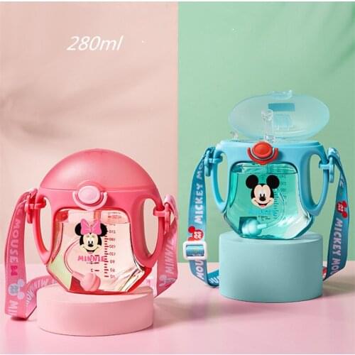1pcs Disney Mickey Baby Feeding cup with straw Minnie water bottle for children New creative drinking cups kids outdoor bottles