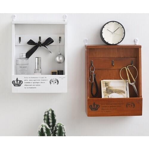 Wooden Home Decor Handmade Wood Key Hook Jewelry Organizer Storage Box Multi-purpose Porch Wall Keys Hanging Storage Holder