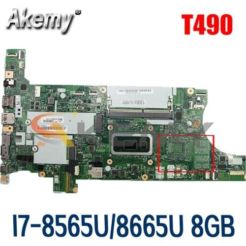 For Lenovo ThinkPad T490 laptop motherboard NM-B901 W/ I7-8565U / 8665U CPU 8GB RAM FUR 02HK938 01YT396 100% test work Mainboard