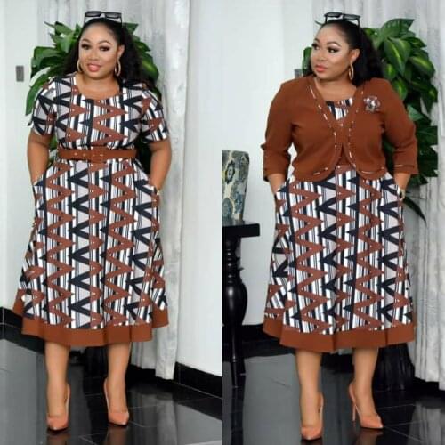 XL Plus Size African Dress For Women 2 Piece Set Jacket Tops And Dress 2021 New Arrival Elegant Design Office Lady Suit