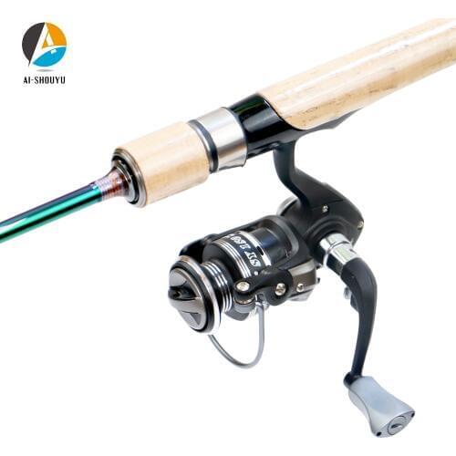 AI-SHOUYU Rod Combo Carbon Trout Spinning Rod Lightweight Sensitive Solid Tip1.8m 1.98m 2.1m Fast Action 2-10g 2-8lb Rod LPower