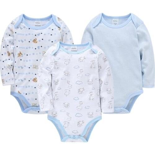 3PCS Cute Newborn Baby Boy Clothing Long Sleeve Bodysuits Cotton Baby Boys Girls Clothes Baby Bodysuit Cartoon Infant Jumpsuits
