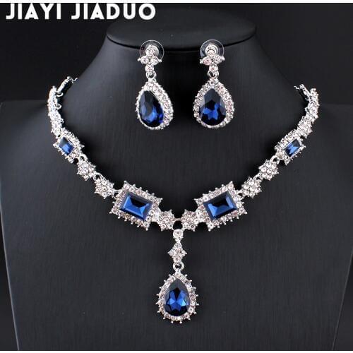 Jiayijiaduo Parure Bijoux Femme Turkish Jewelry Bisuteria Silver Color Necklace Earrings Sets Wedding Jewelry Sets Red Jewellery