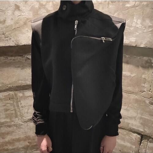 Spring and Autumn Men Jackets Sleeveless Vest New Locomotive Punk large side pocket inner Personality tide small Jackets