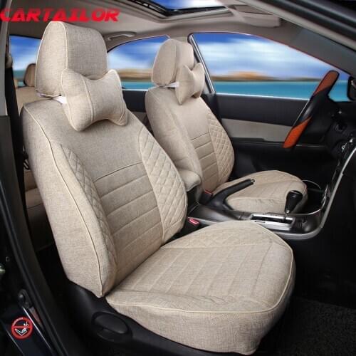 CARTAILOR Flax Car Seats Supports for Land Rover Velar 2017 2018 Seat Cover Set Linen Cloth Covers for Cars Cushion Protection