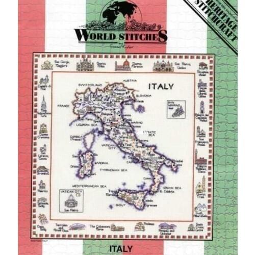 Top Manufacturer Embroidery Italy Map Cross Stitch Kits for Christmas with 100% Cotton Flosses & Free Shipping for Home Decor