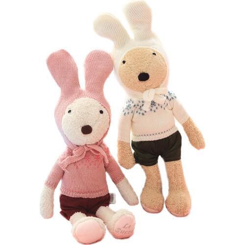 1pc Cute Le Sucre Rabbit Plush Doll Sweater Clothes Bunny Rabbits Stuffed Animals Toys for Girls Children Birthday Gifts