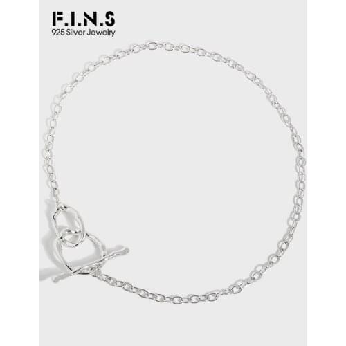 F.I.N.S Minimalist Irregular OT Buckle Chain S925 Sterling Silver Necklace Crossed Circle Pendant Clavicle Chain Fine Jewelry