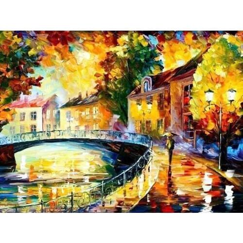 A5665 11CT/14CT/18CT/25CT/28CT oil street patterns Counted Cross Stitch DIY Cross Stitch Kits Embroidery Needlework Sets