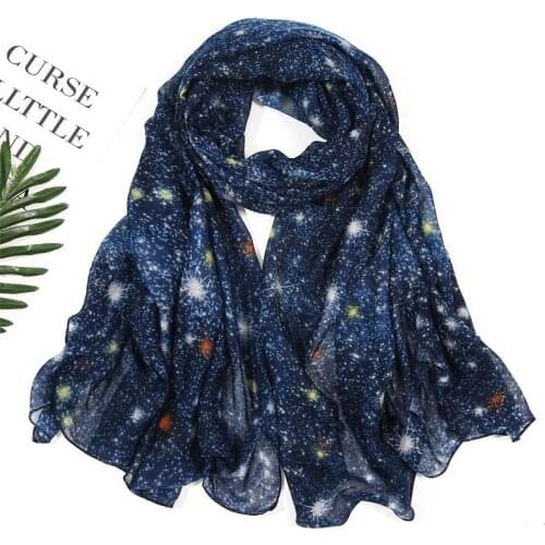 2020 New Beautiful Starry Sky Print Scarves And Shawls Long Soft Star Sky Print Scarf Wrap Hijab 7 Color Free Shipping