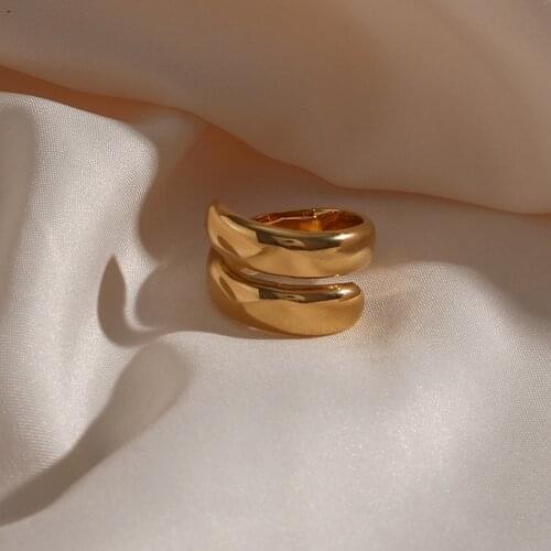 2021 New Double Layer Circle 18K Gold Plated High Polished Snake Ring For Female Trendy Tarnish Free Jewelry Gold Party Ring