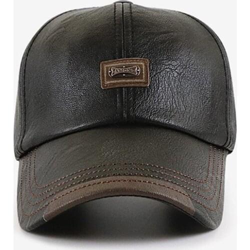 NEW Retro Men Hats Fashion Baseball Caps High Quality Casual Hat Autumn Winter Plus Velvet Cap Leather Baseball Cap For Men
