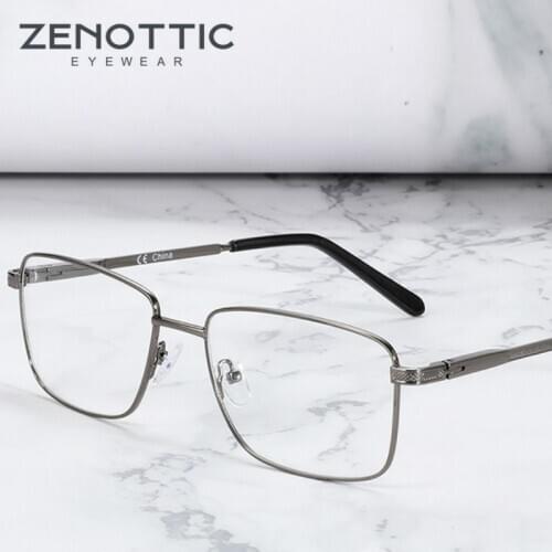 ZENOTTIC Metal Square Glasses Frames Men Small Frame Optical Myopia Spectacle Eyewear Prescription Eyeglasses Gafas Oculos