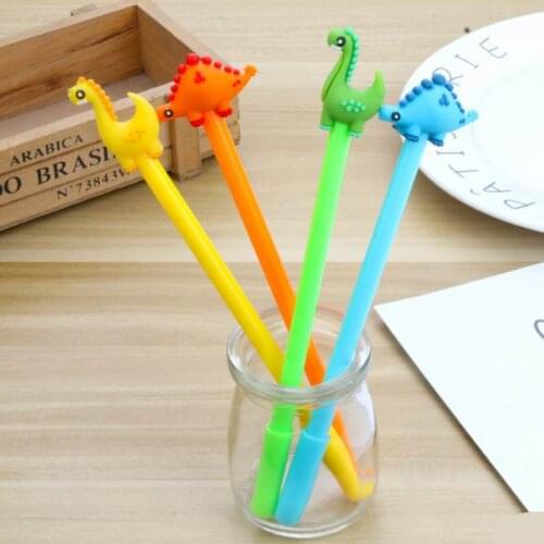 Wholesale 1000PCS Creative Cartoon Gel Pen Animal Black Ink Pen PVC Soft Silicone Dinosaur Signature Pen Student Stationery
