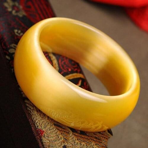 Genuine Yellow Natural Cat Eye Crystal Bangles For Women Lucky Gift Crystal Upscale Widened Bracelet Jewelry Joursneige